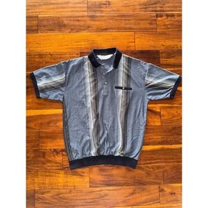 Classics by Palmland Mens Large Polo Shirt Short Sleeve Striped Casual Top